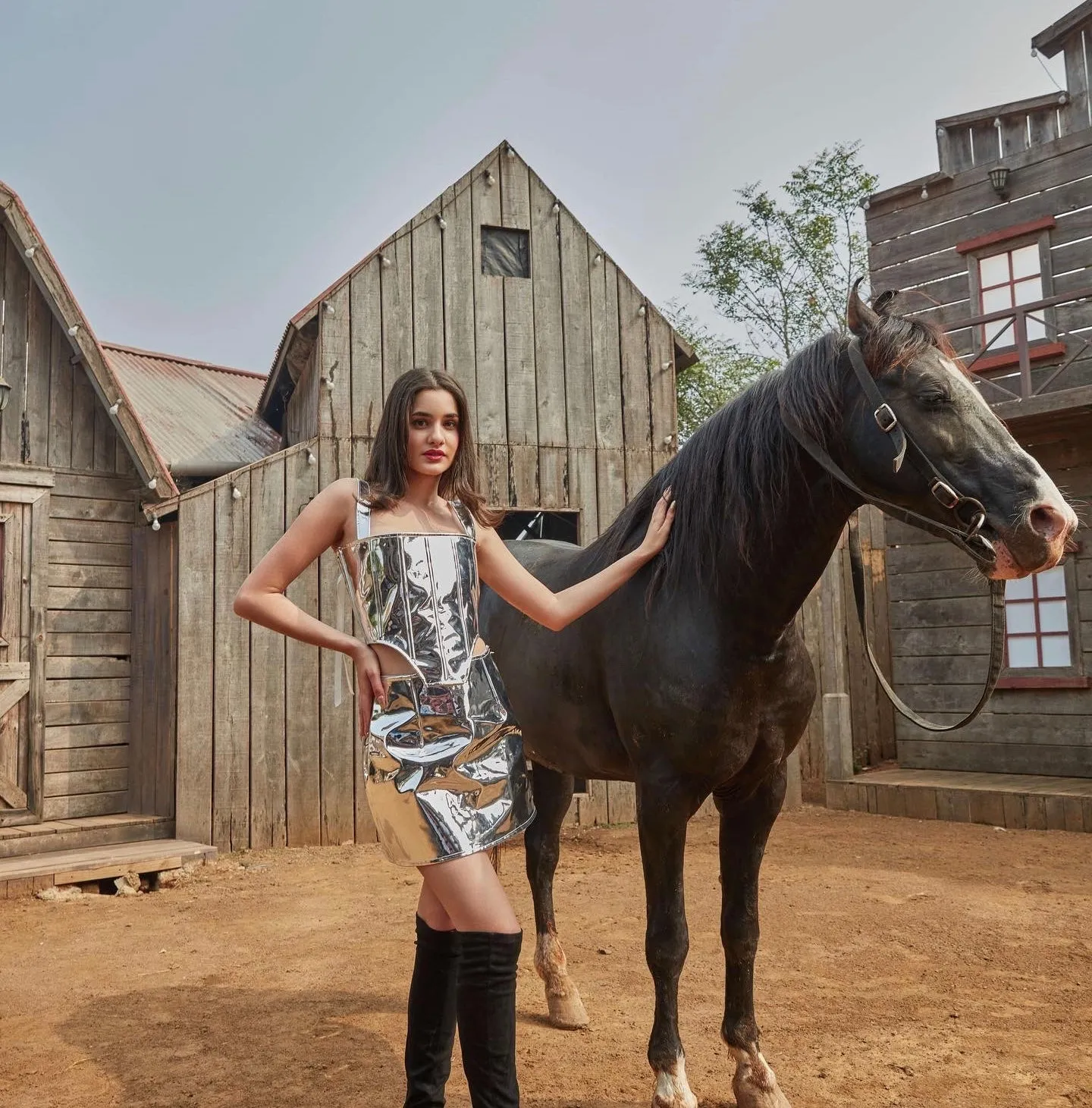 Robot Corset And Skirt Faux Leather Coord Set