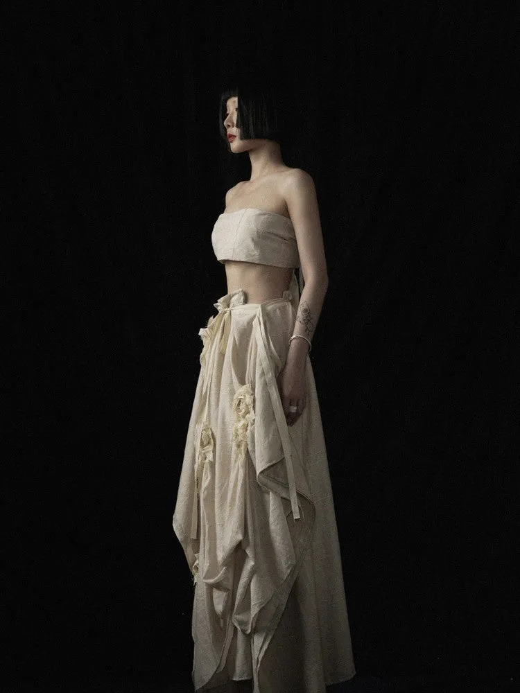 Rose Floewr Volume Asymmetry Long-Skirt