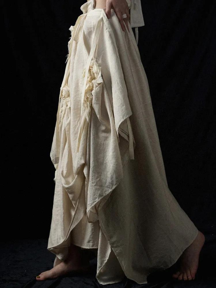 Rose Floewr Volume Asymmetry Long-Skirt
