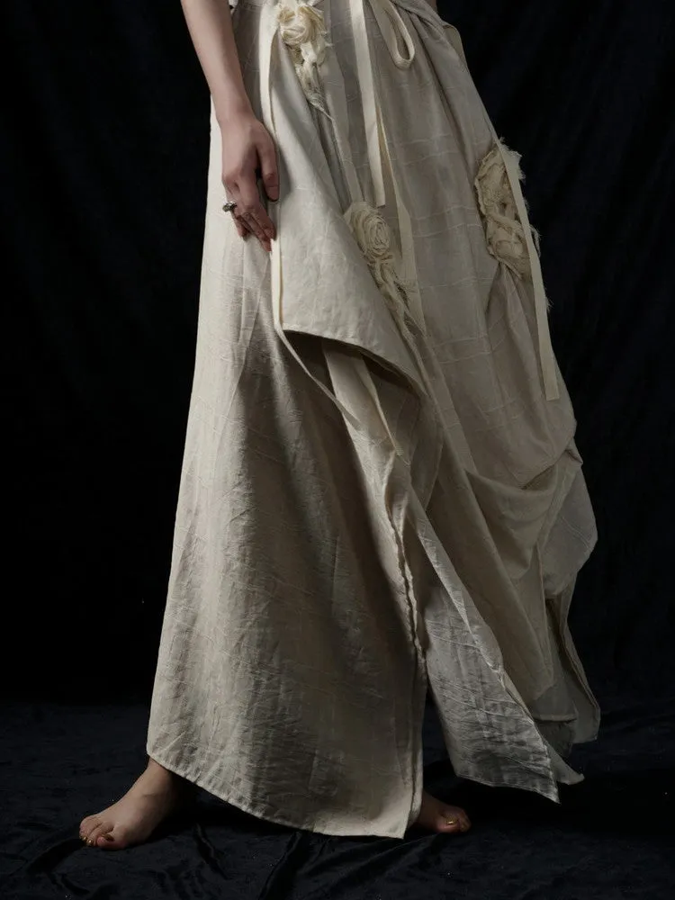 Rose Floewr Volume Asymmetry Long-Skirt