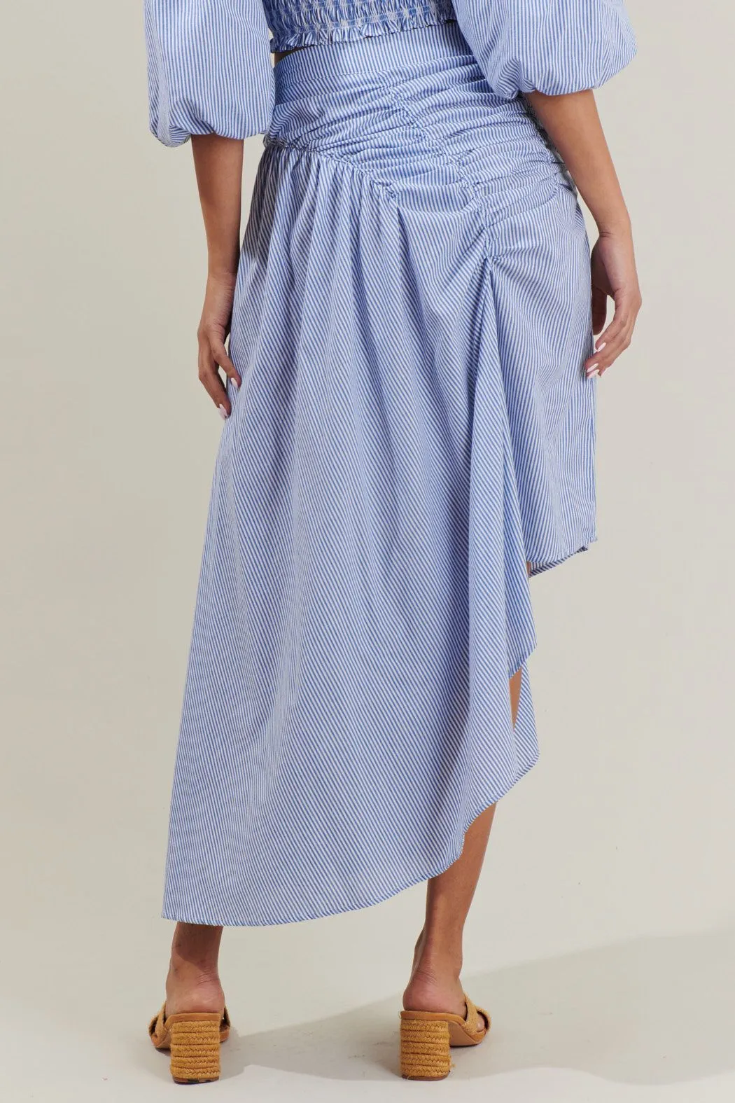 Sammy Striped Belen Ruched Midi Skirt