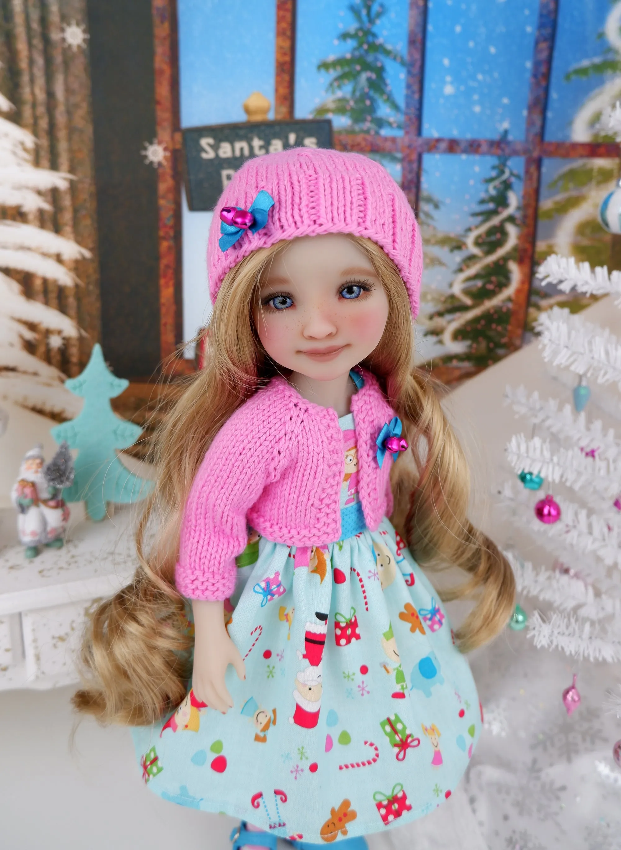 Santa's Toy Shoppe - dress and sweater set with shoes for Ruby Red Fashion Friends doll