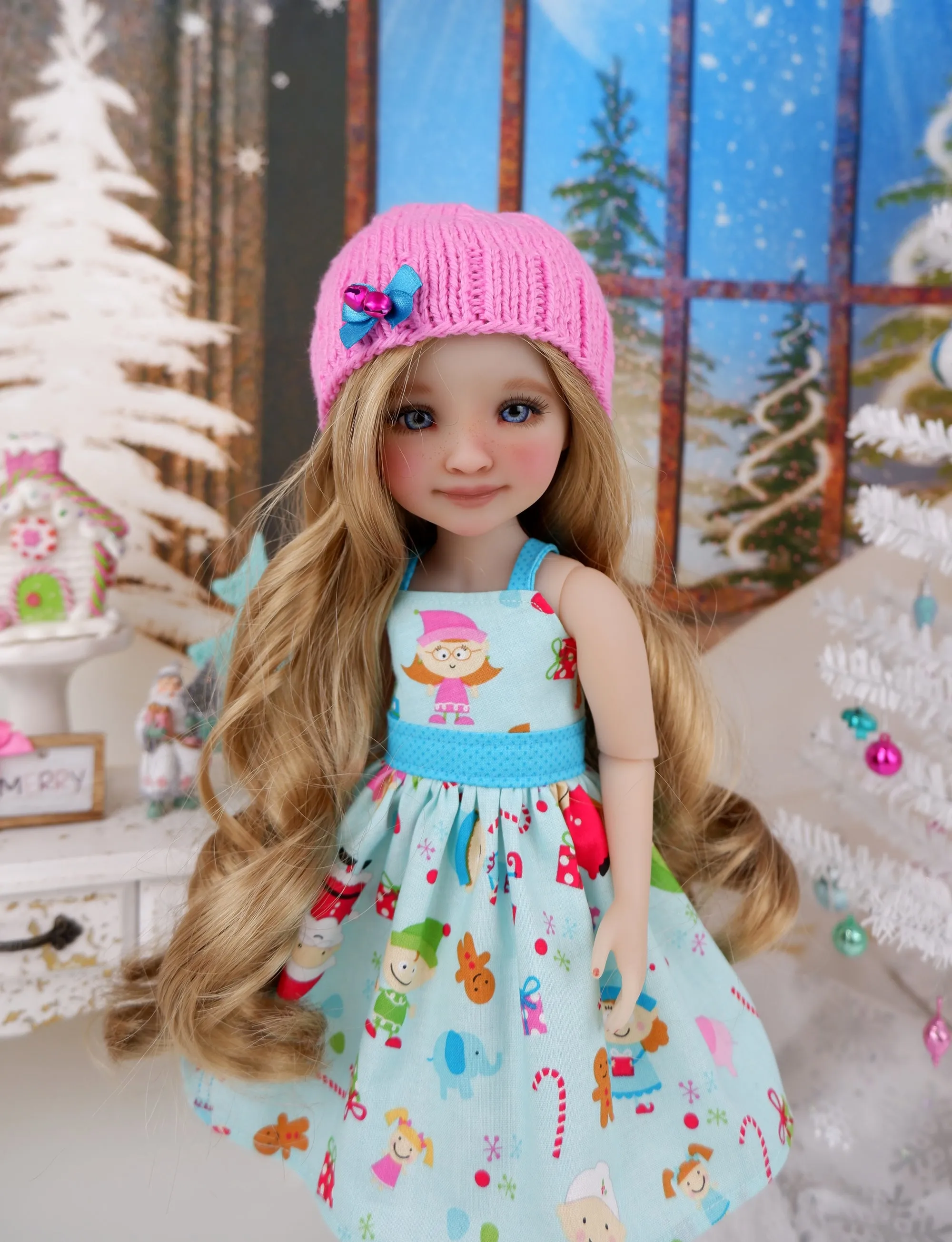 Santa's Toy Shoppe - dress and sweater set with shoes for Ruby Red Fashion Friends doll