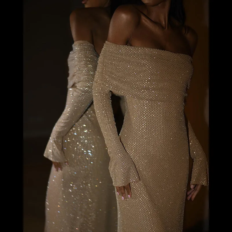 Sarah Strapless Sparkle Maxi Dress