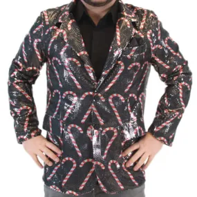 Sequin Candy Cane Blazer JulesRoche Hand Washable Christmas Jacket