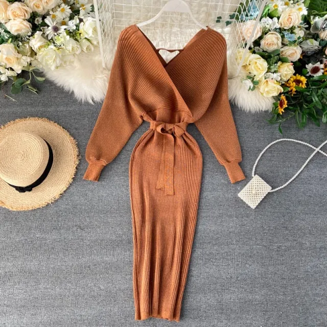 Shiny Knitted Sweater Dress