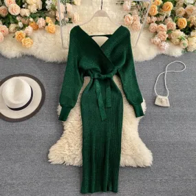 Shiny Knitted Sweater Dress