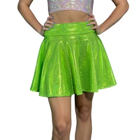 Skater Skirt - Lime Green Holographic Shattered Glass