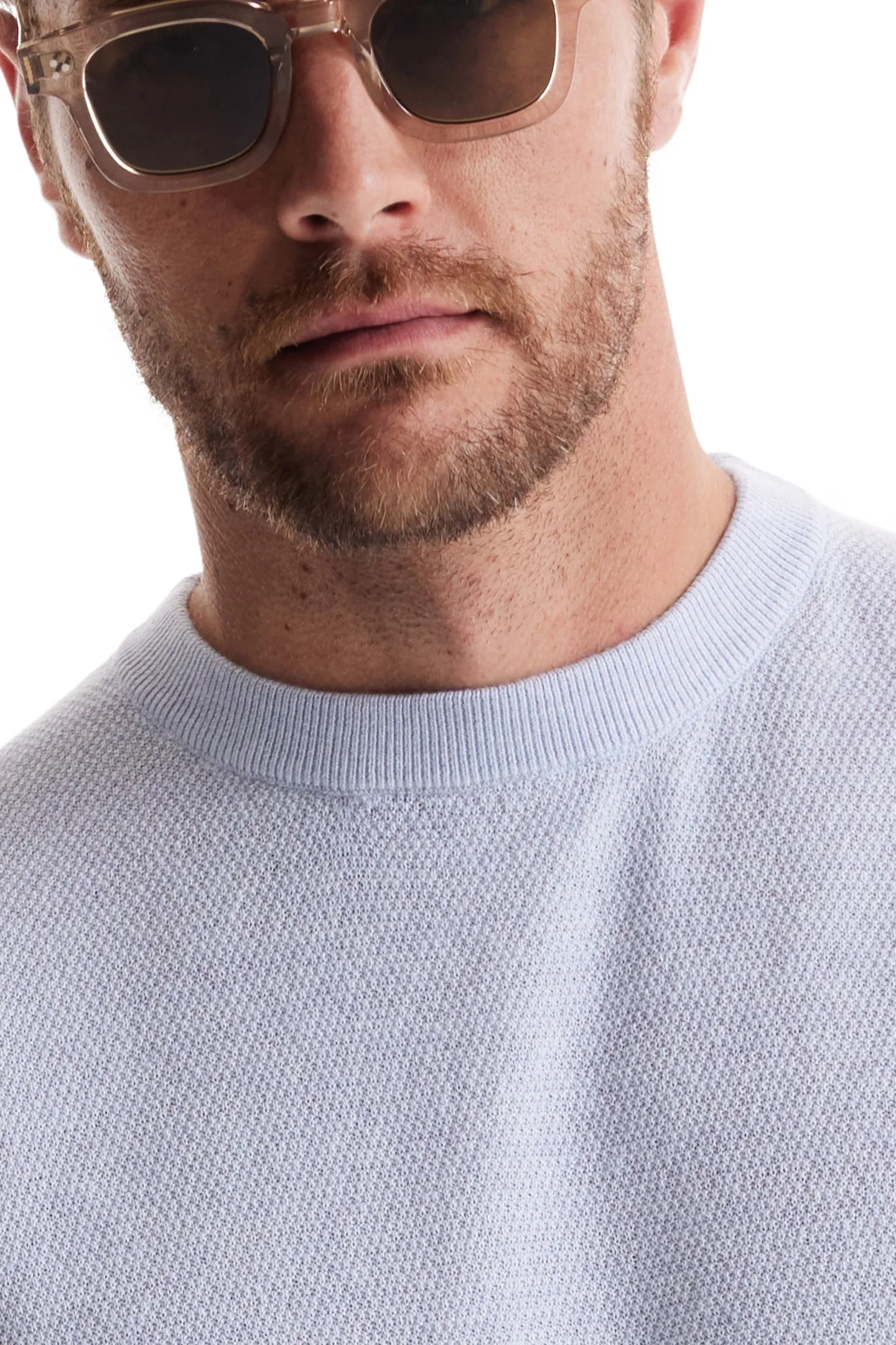 Soft Cloth Crewneck Sweater in Birdseye Jersey - Frost Blue
