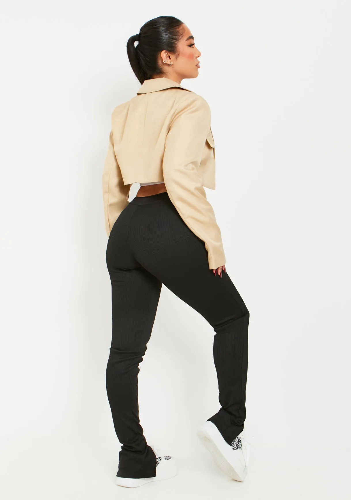 Stassie Black Thick Rib Leggings