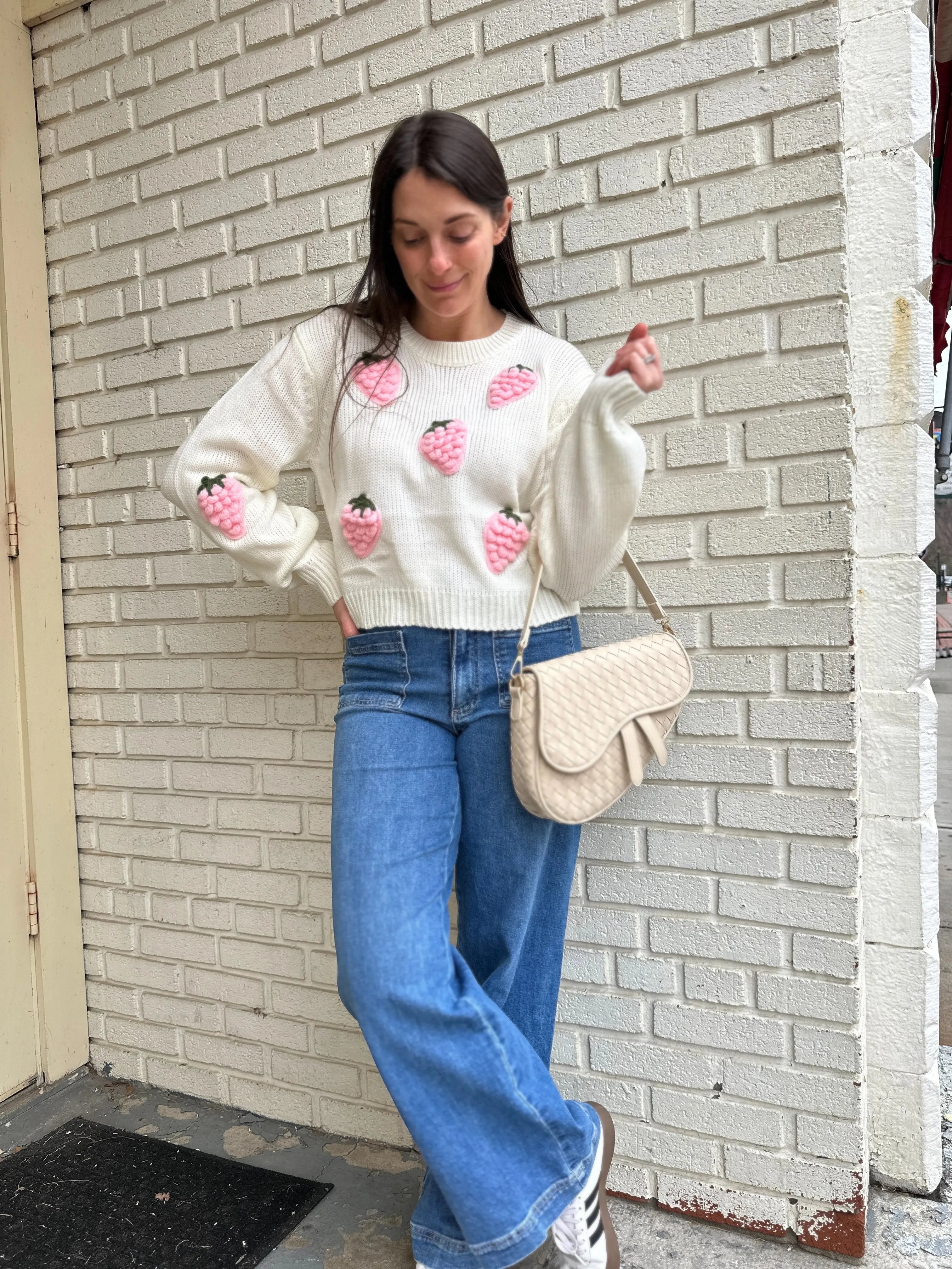 Strawberry Kiss Sweater | White