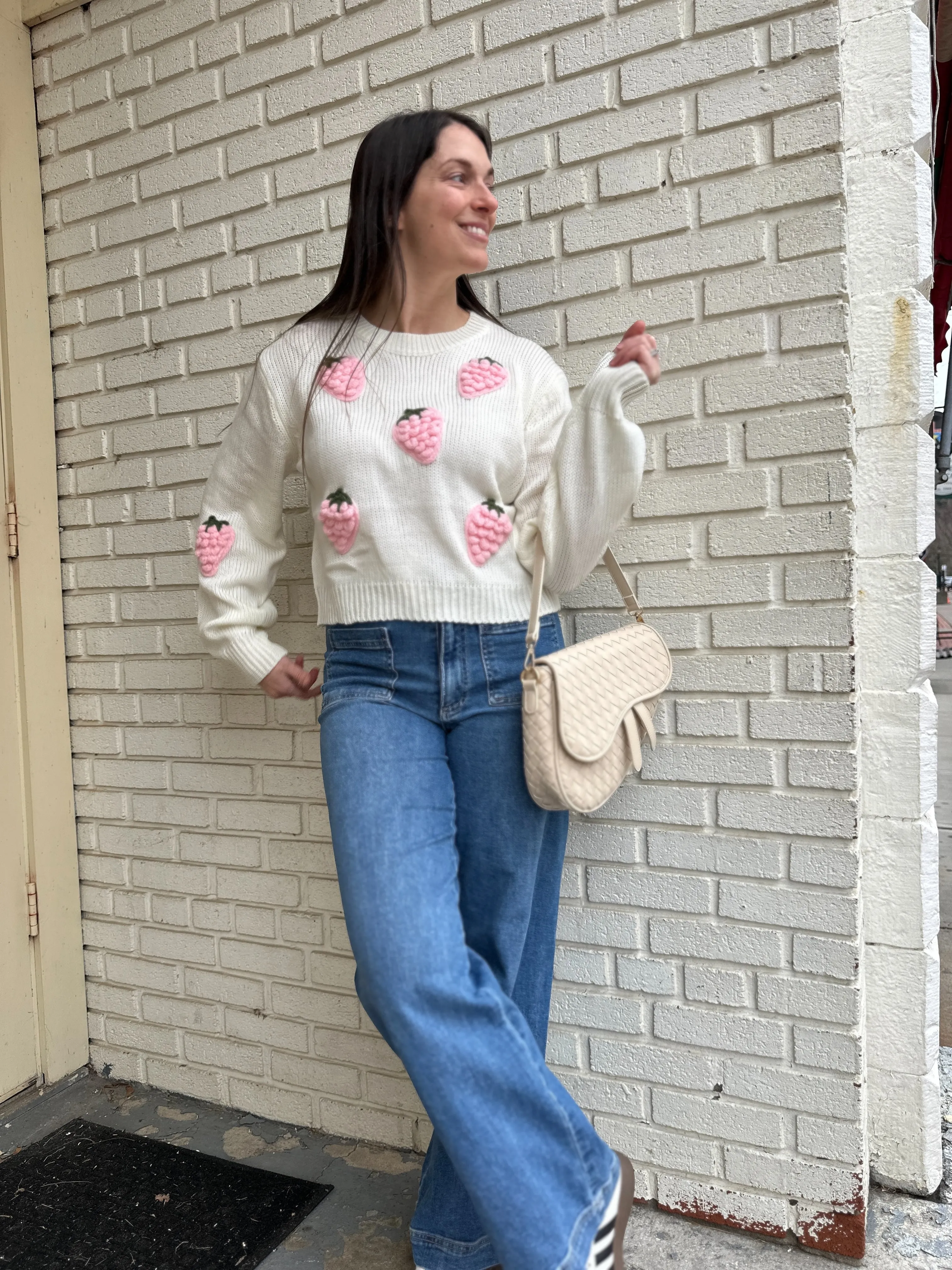 Strawberry Kiss Sweater | White