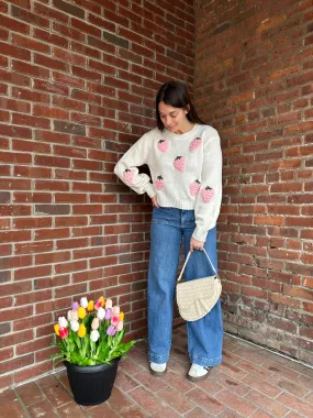 Strawberry Kiss Sweater | White