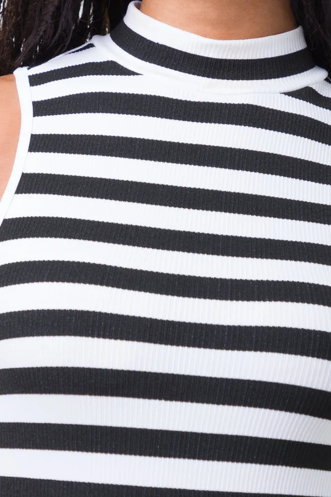 Stripe High Neck Bodycon Dress Multi