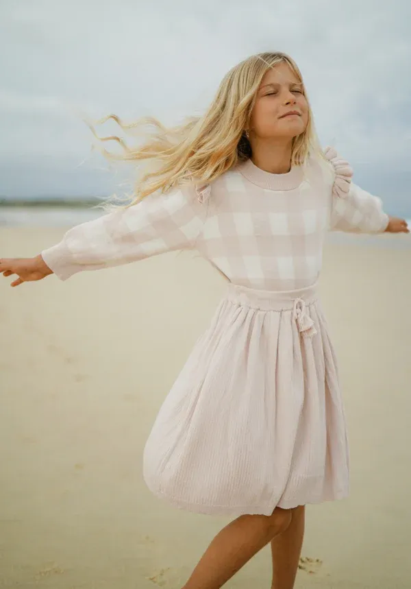 Texture Rib Knit Skirt - Ballet Pink