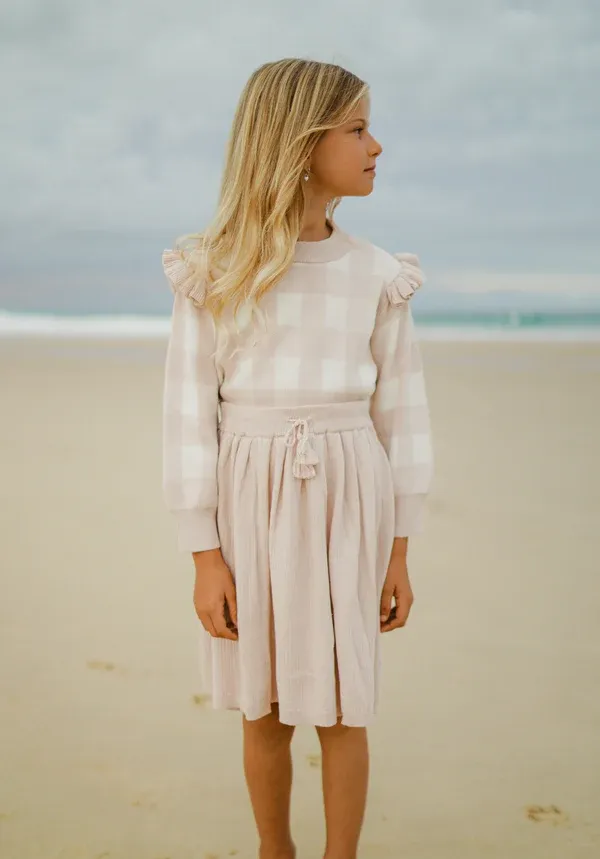 Texture Rib Knit Skirt - Ballet Pink