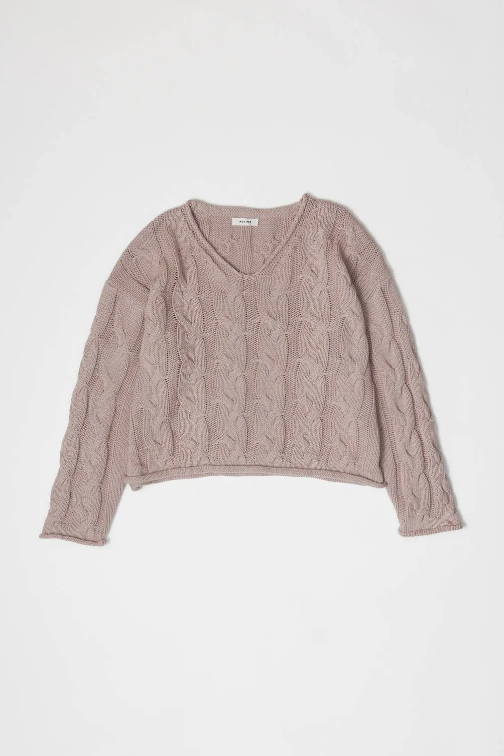 The Charlotte Sweater | Detailed V-Neck Cable Knit Pullover: CREAM / SMALL