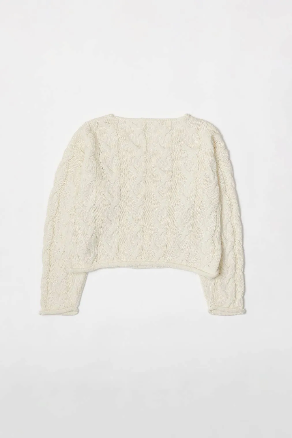 The Charlotte Sweater | Detailed V-Neck Cable Knit Pullover: CREAM / SMALL