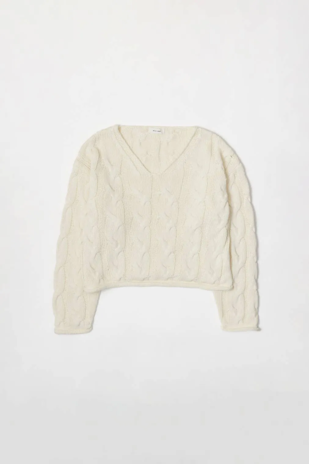 The Charlotte Sweater | Detailed V-Neck Cable Knit Pullover: CREAM / SMALL