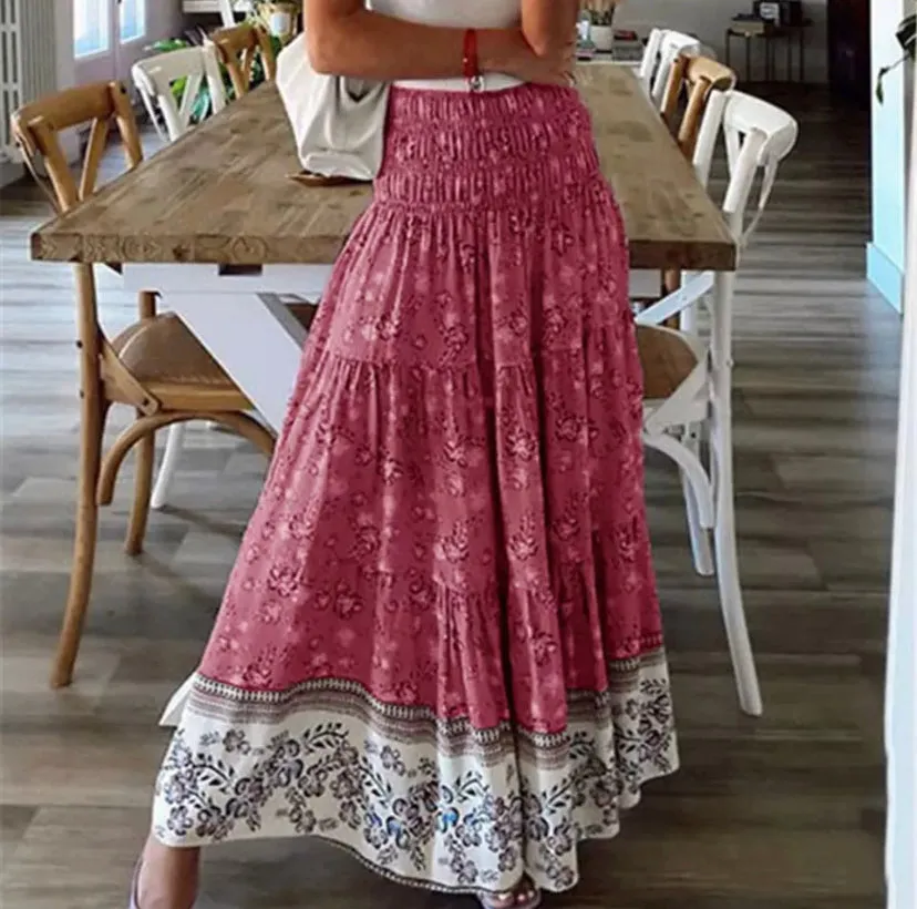 Tiered Floral Boho Skirt