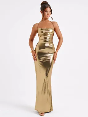 Tina Satin Backless Sexy Maxi Dress