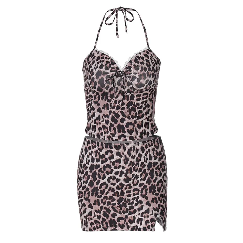 Veronica Leopard Print Backless Sexy Mini Dress
