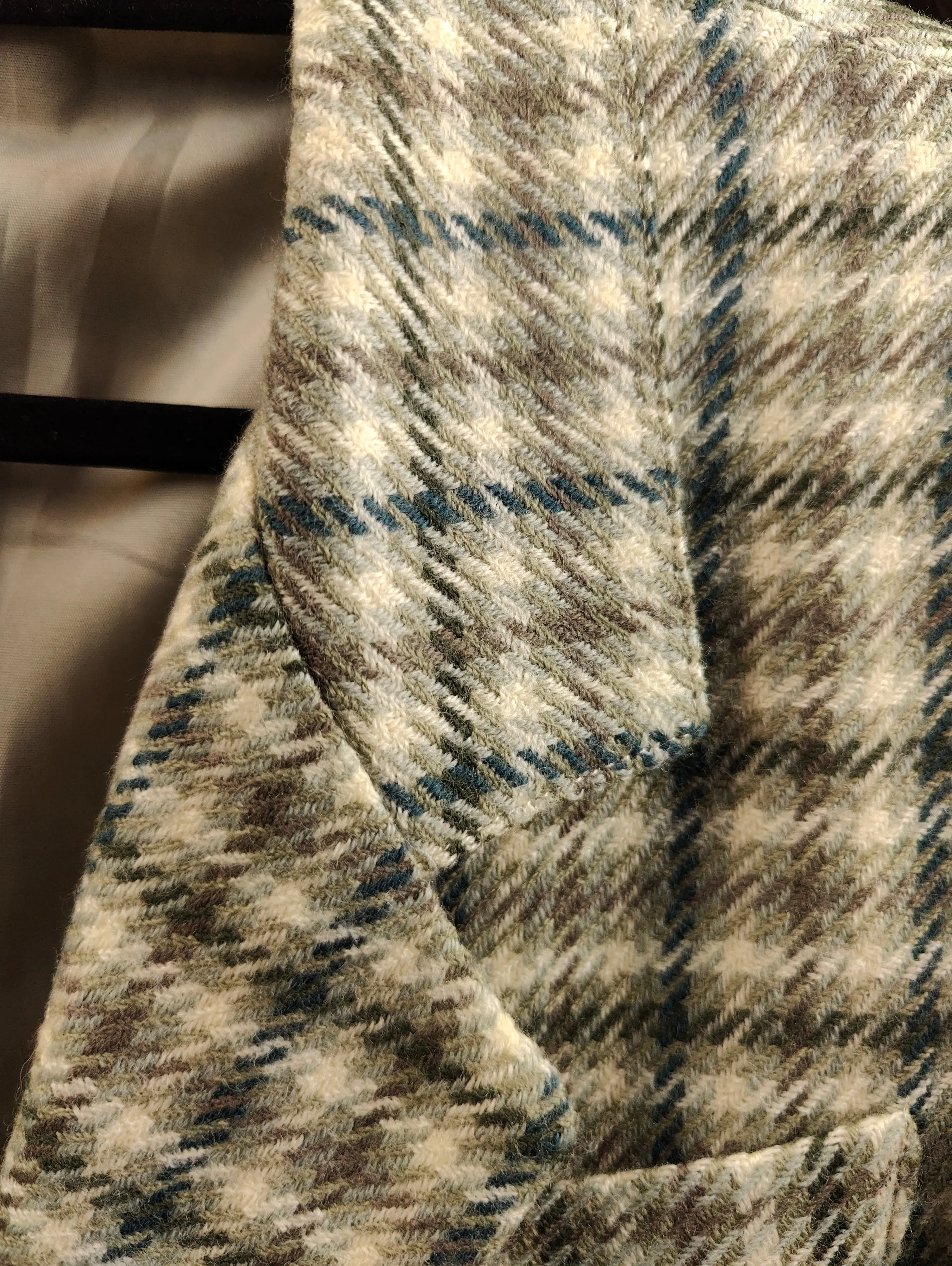 Vintage 100% wool blazer sage green beige check checker pattern pattern jacket women L