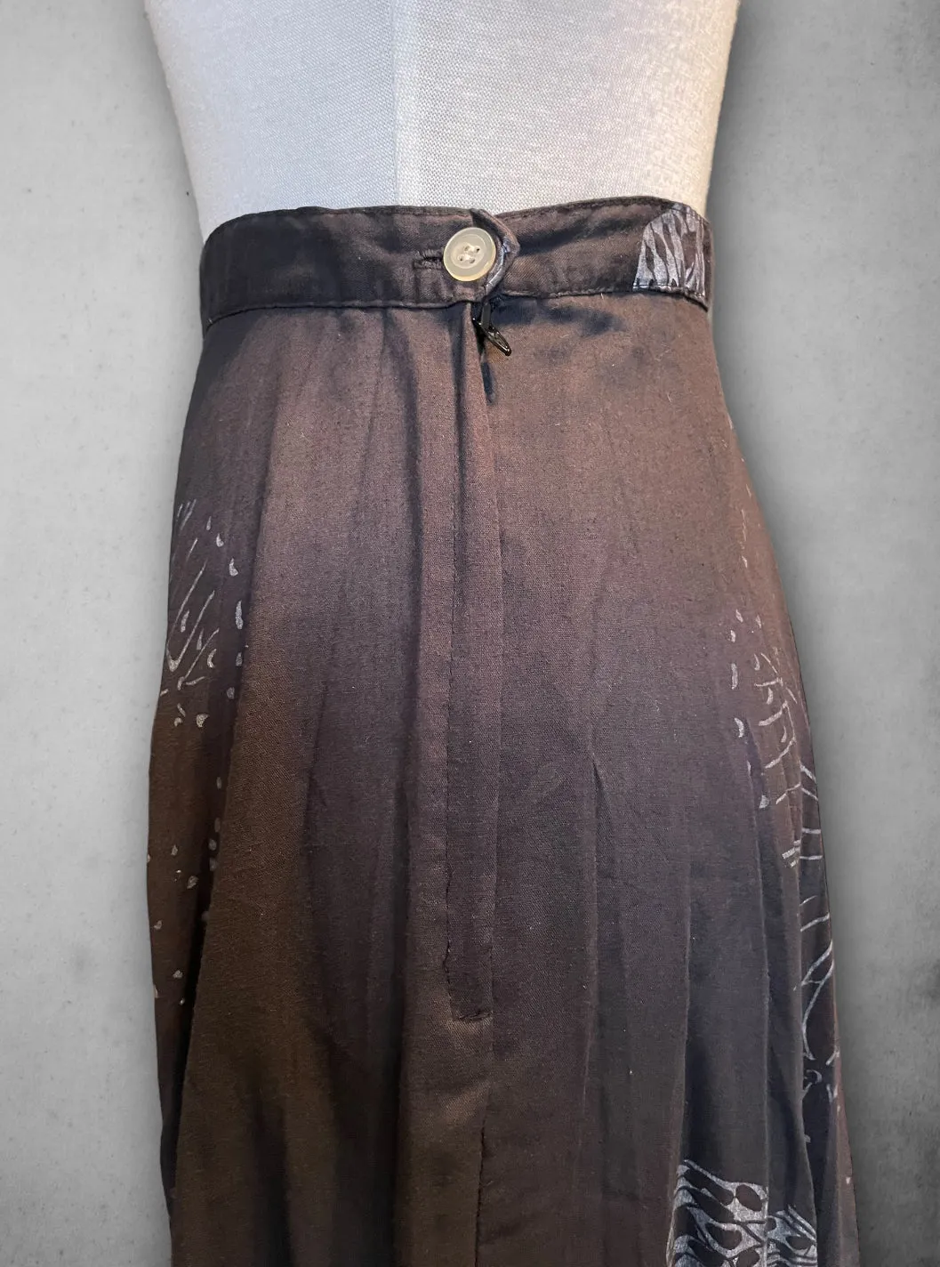 Vintage 1960’s Hand Painted Butterfly Design Long Black Skirt