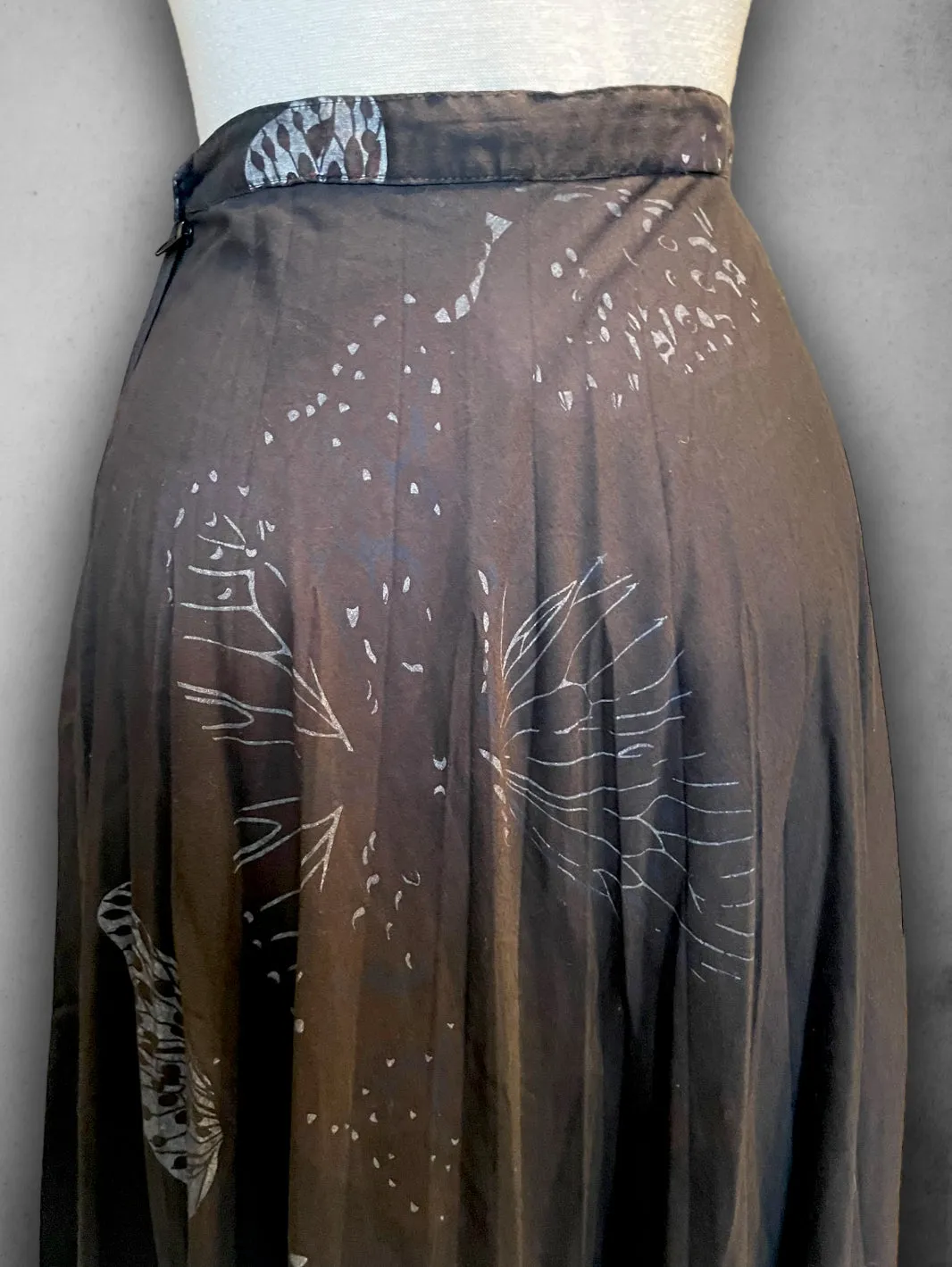 Vintage 1960’s Hand Painted Butterfly Design Long Black Skirt