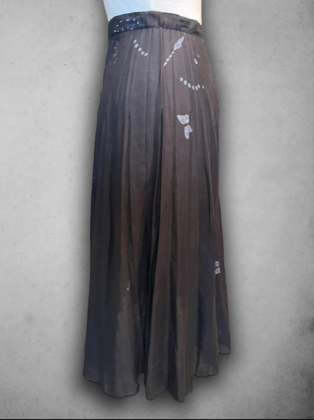 Vintage 1960’s Hand Painted Butterfly Design Long Black Skirt