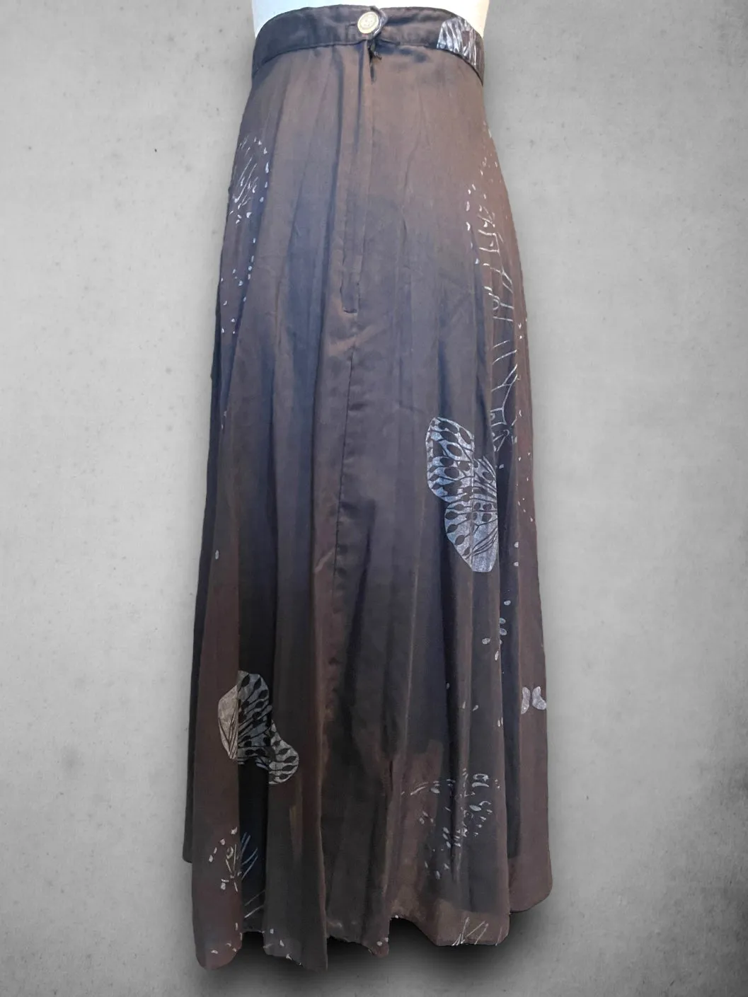 Vintage 1960’s Hand Painted Butterfly Design Long Black Skirt