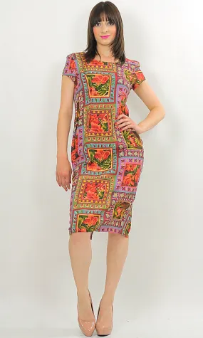 Vintage 90s Grunge floral patchwork mini  dress