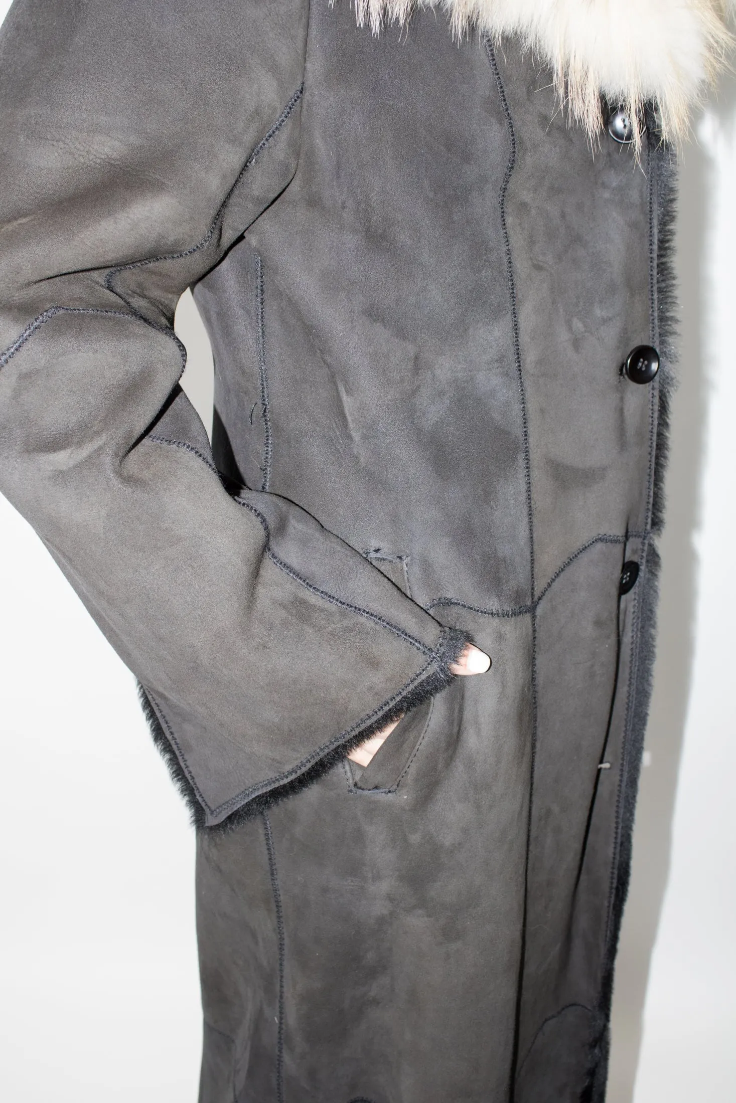 Vintage Made In Italy Suede and Fox Fur Coat
