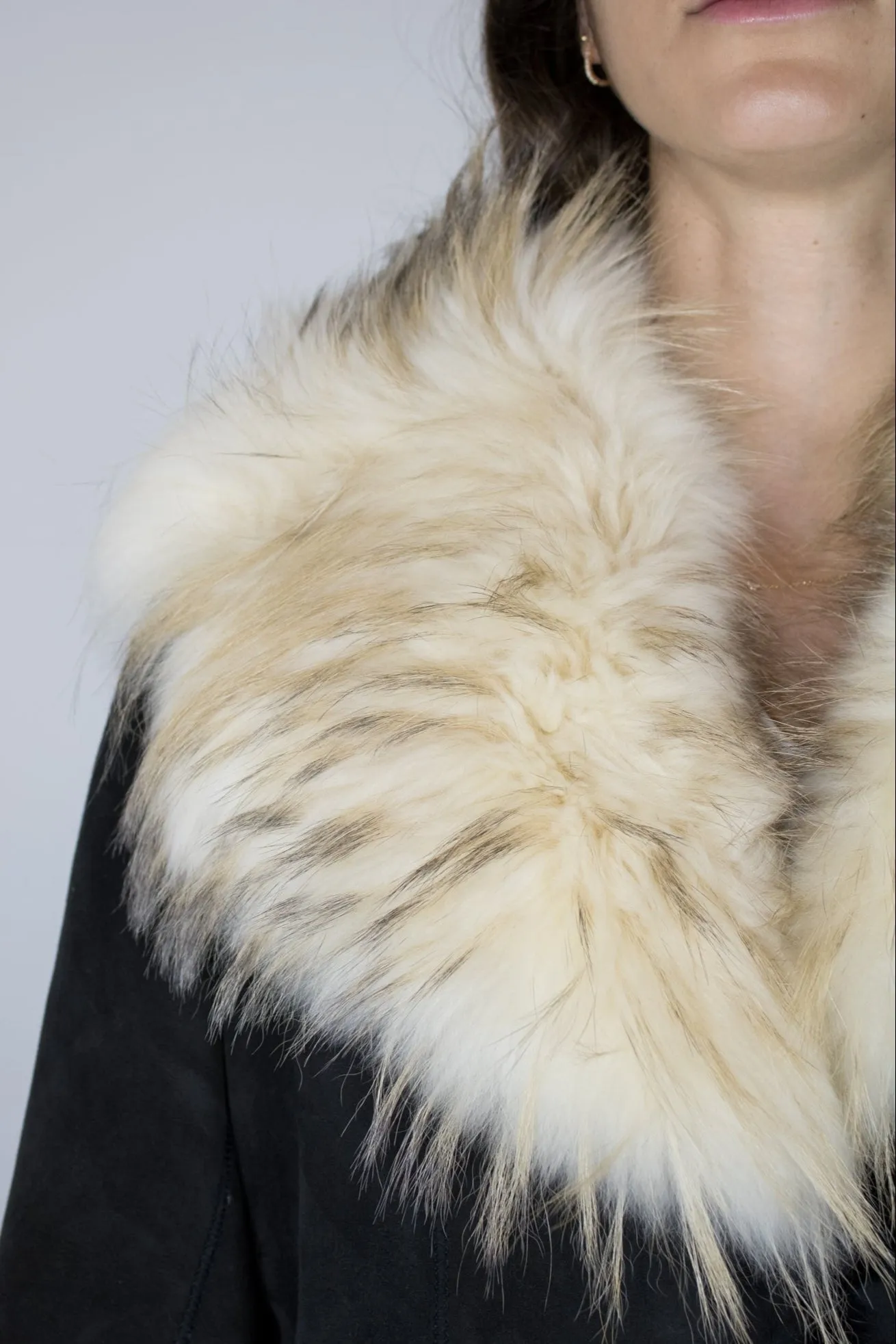Vintage Made In Italy Suede and Fox Fur Coat