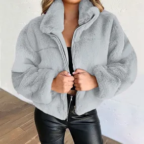 Warm Plush Cardigan Sweater/Coat With  Zipper