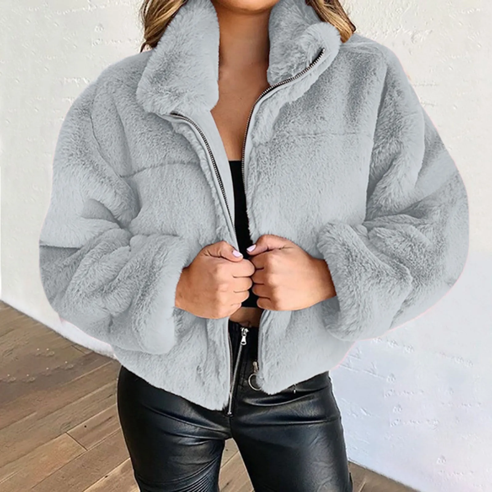 Warm Plush Cardigan Sweater/Coat With  Zipper