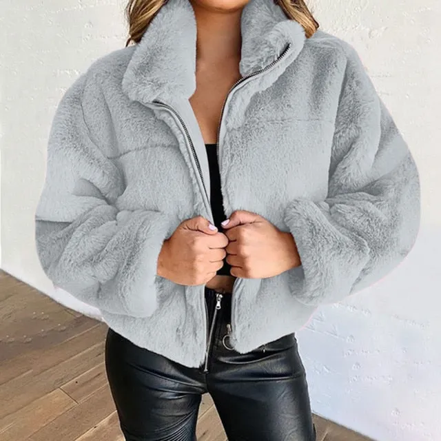 Warm Plush Cardigan Sweater/Coat With  Zipper