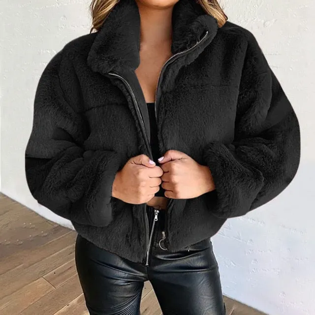 Warm Plush Cardigan Sweater/Coat With  Zipper