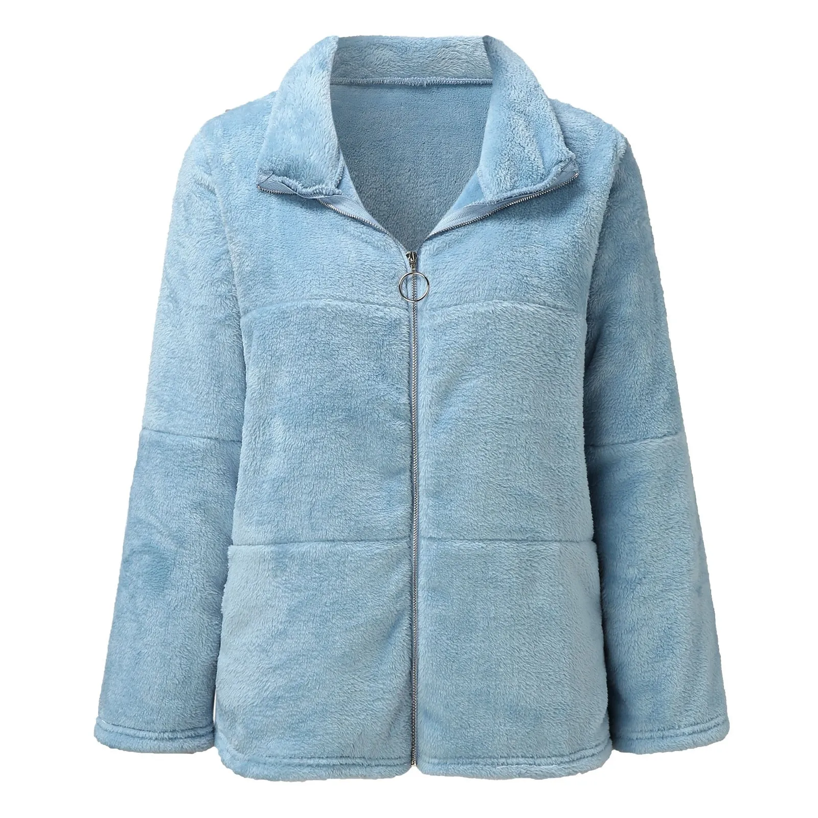 Warm Plush Cardigan Sweater/Coat With  Zipper