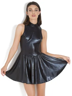 Wetlook Sleeveless Skater Dress