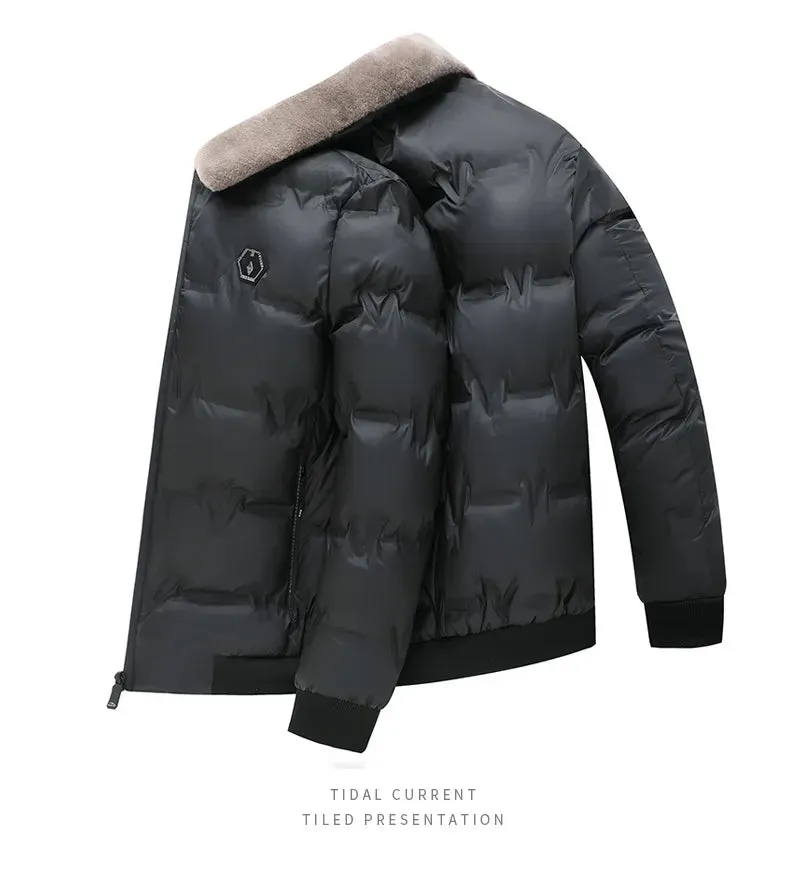 Winter Cotton-padded Coat Men's Short Fur Collar All-matching Warm