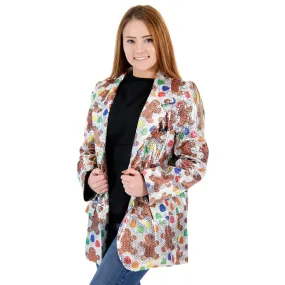 Women's Sequin Blazer JulesRoche Gingerbread Men Holiday Jacket