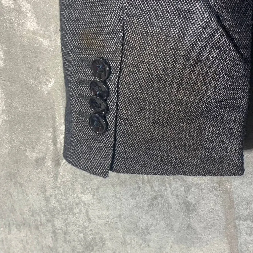 ZARA MAN Men's Black Textured Straight Fit Two-Button Basic Blazer SZ L