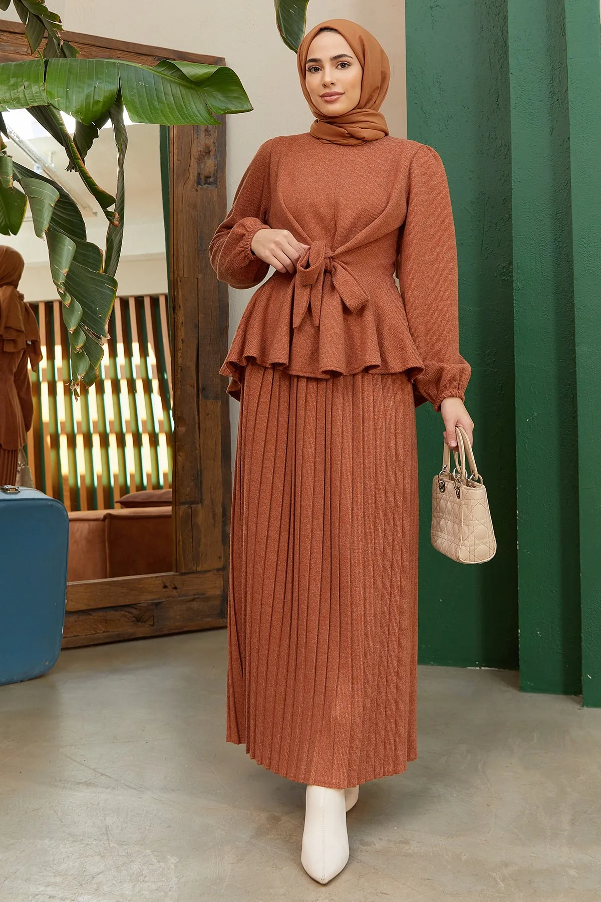 ZRF Women Skirted Knit Set - Terracotta - Welwyn Garden City
