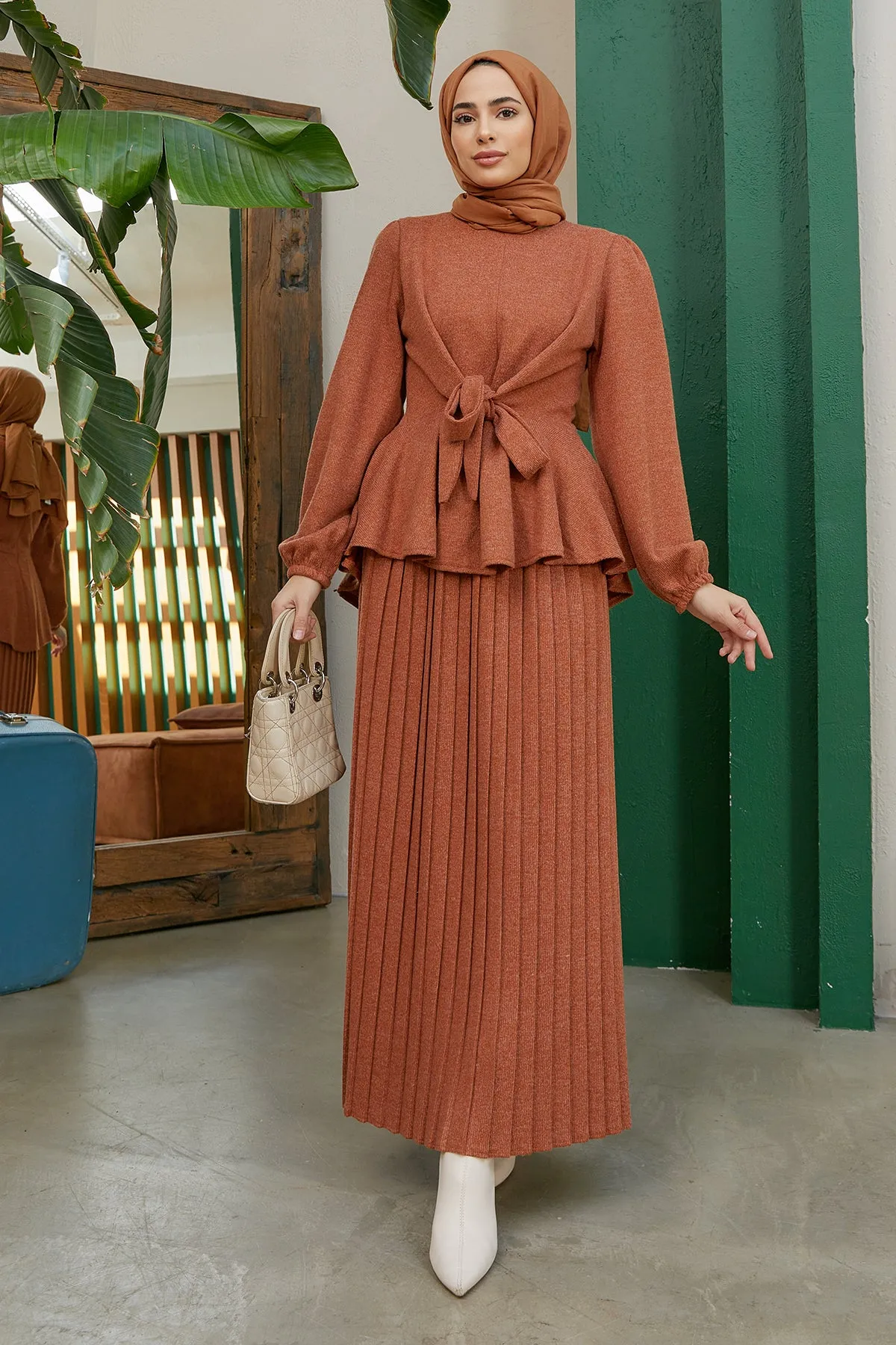 ZRF Women Skirted Knit Set - Terracotta - Welwyn Garden City